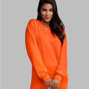 Bright orange crewneck sweatshirt. Large.